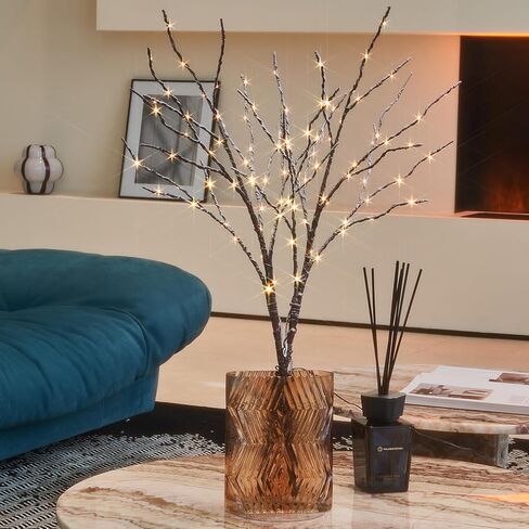 Fudios مضاءة فروع التوت الأحمر 80 أضواء LED خرافية مع مؤقت USB التوصيل أو تعمل بالبطارية، فروع غصين اصطناعية مع أضواء 32IN عيد الميلاد المنزل الموقد عباءة الديكور in Kuwait