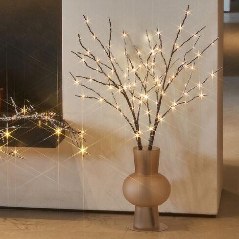 Fudios مضاءة فروع التوت الأحمر 80 أضواء LED خرافية مع مؤقت USB التوصيل أو تعمل بالبطارية، فروع غصين اصطناعية مع أضواء 32IN عيد الميلاد المنزل الموقد عباءة الديكور in Kuwait