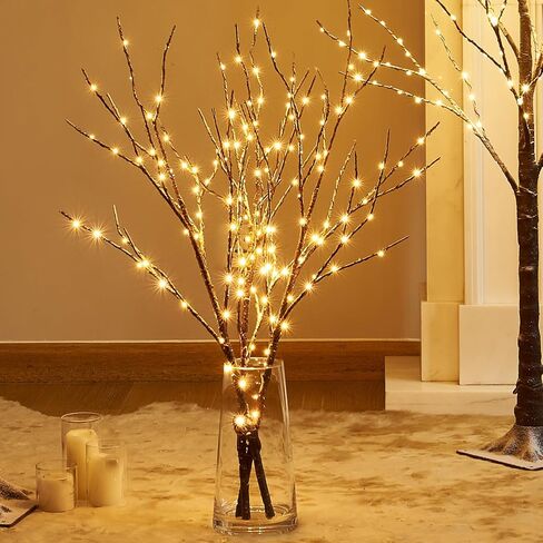 Fudios مضاءة فروع التوت الأحمر 80 أضواء LED خرافية مع مؤقت USB التوصيل أو تعمل بالبطارية، فروع غصين اصطناعية مع أضواء 32IN عيد الميلاد المنزل الموقد عباءة الديكور in Kuwait