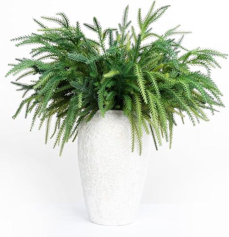 12Pcs Xmas Norfolk Pine Branches, Real Touch Norfolk Pine Branches - 18" Christmas Artificial Pine branches DIY Crafts Faux Christmas Norfolk Pine Branch for Xmas Norfolk Indoor Outdoor Home Decor in Saudi Arabia