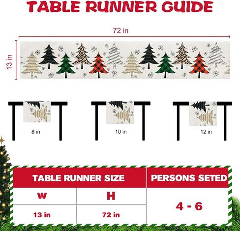 FINPAC Christmas Trees Merry Xmas Table Runner, 72 Inches Plaid Long Seasonal Winter Christmas Xmas Holiday Farmhouse Style Table Decoration Festival Decor Accessory, Christmas Tree in Saudi Arabia