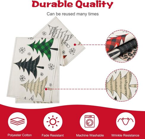 FINPAC Christmas Trees Merry Xmas Table Runner, 72 Inches Plaid Long Seasonal Winter Christmas Xmas Holiday Farmhouse Style Table Decoration Festival Decor Accessory, Christmas Tree in Saudi Arabia