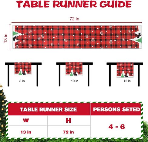 FINPAC Christmas Trees Merry Xmas Table Runner, 72 Inches Plaid Long Seasonal Winter Christmas Xmas Holiday Farmhouse Style Table Decoration Festival Decor Accessory, Christmas Tree in Saudi Arabia