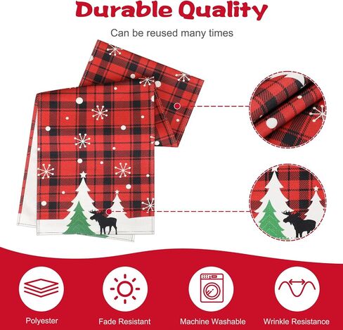 FINPAC Christmas Trees Merry Xmas Table Runner, 72 Inches Plaid Long Seasonal Winter Christmas Xmas Holiday Farmhouse Style Table Decoration Festival Decor Accessory, Christmas Tree in Saudi Arabia
