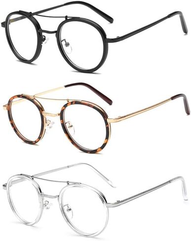 bullabulling Retro Round Reading Glasses for Men, Blue Light Blocking Womens Computer Readers Retro Metal Frame in Saudi Arabia