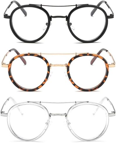 bullabulling Retro Round Reading Glasses for Men, Blue Light Blocking Womens Computer Readers Retro Metal Frame in Saudi Arabia