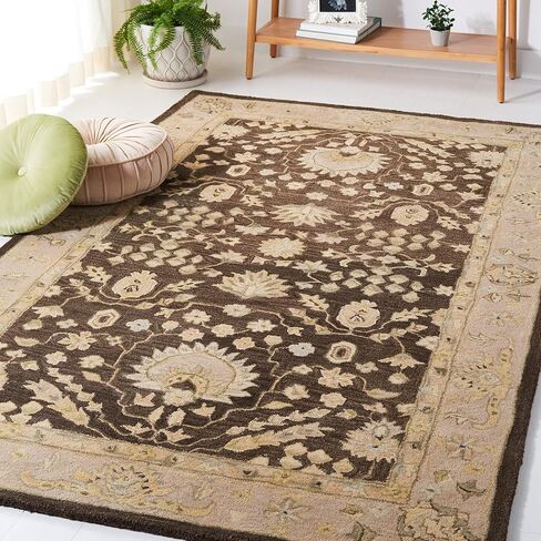 SAFAVIEH Anatolia Collection Accent Rug - 4' x 6', Chocolate & Ivory, Handmade Traditional Oriental Wool, Ideal for High Traffic Areas in Entryway, Living Room, Bedroom (AN564A) in Saudi Arabia
