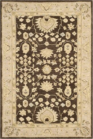 SAFAVIEH Anatolia Collection Accent Rug - 4' x 6', Chocolate & Ivory, Handmade Traditional Oriental Wool, Ideal for High Traffic Areas in Entryway, Living Room, Bedroom (AN564A) in Saudi Arabia
