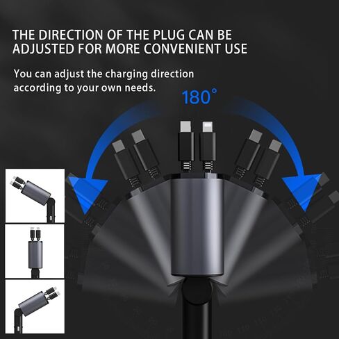 شاحن سيارة قابل للسحب من Kwak، شاحن سيارة 100 واط USB C، محول شاحن سيارة مع كابل قابل للسحب، شاحن سيارة شحن سريع متوافق مع iPhone 15/15 Pro Max/14 Pro (نوع C مزدوج) in Kuwait