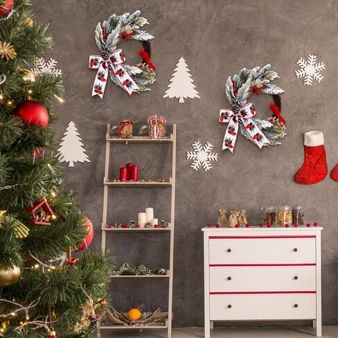 Crowye 2 جهاز كمبيوتر شخصى 16 بوصة إكليل عيد الميلاد للباب الأمامي الأحمر إكليل الطيور الكاردينال مع الصنوبر المخروط القوس Birdhouse عطلة اكليلا من الزهور لقضاء عطلة الشتاء هدية in Kuwait