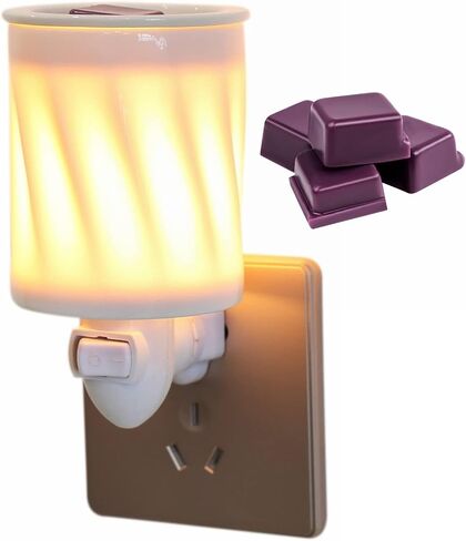 Cocopin Plug-in Wax Warmer, Electric Cube Melter for Scents and Fragrance, Kitchen, Bathroom, Home Decor, Air Freshener Night Lamp, 4 Lavender Melts (Dancing Flame) in Saudi Arabia