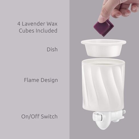 Cocopin Plug-in Wax Warmer, Electric Cube Melter for Scents and Fragrance, Kitchen, Bathroom, Home Decor, Air Freshener Night Lamp, 4 Lavender Melts (Dancing Flame) in Saudi Arabia