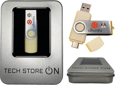Linux Ubuntu Lunar Lobster 23.04 إصدارات سطح المكتب والخادم - تثبيت نظام مباشر متعدد التمهيد قابل للتمهيد USB Flash Thumb Drive متوافق مع USB-C in Kuwait