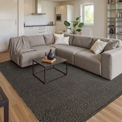 سجادة LIVEBOX من قطن الجوت الناعم مقاس 5x7، سجادة غرفة المعيشة الطبيعية المنسوجة يدويًا، سجاد منطقة المزرعة المحايدة لغرفة النوم وغرفة الطعام والمكتب المنزلي in Kuwait