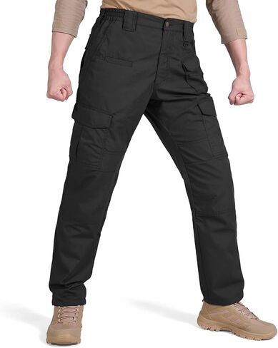 HISEA Men's Tactical Pants Water Resistant Ripstop Cargo Pants Relaxed Fit Outdoor Work Hiking Pants with 9 Pockets in Saudi Arabia