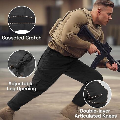 HISEA Men's Tactical Pants Water Resistant Ripstop Cargo Pants Relaxed Fit Outdoor Work Hiking Pants with 9 Pockets in Saudi Arabia
