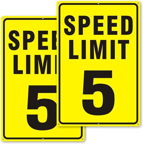 Speed Limit Sign, 5 MPH Speed Limit Sign for Street, (2 pack)18 x 12 inches Large Aluminum Reflective Signs Rust Free and UV Protected (5 MPH) in Saudi Arabia