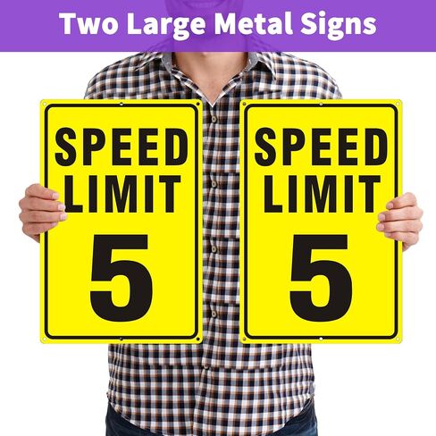 Speed Limit Sign, 5 MPH Speed Limit Sign for Street, (2 pack)18 x 12 inches Large Aluminum Reflective Signs Rust Free and UV Protected (5 MPH) in Saudi Arabia