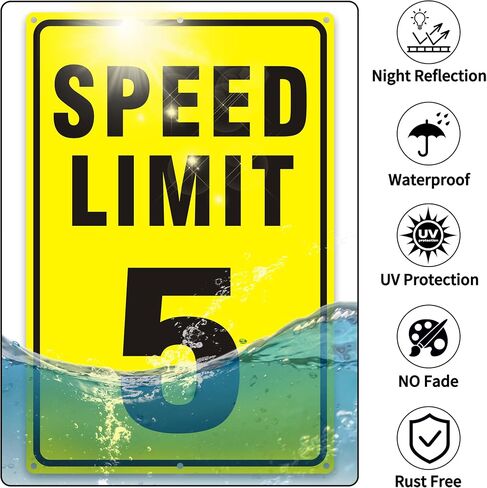 Speed Limit Sign, 5 MPH Speed Limit Sign for Street, (2 pack)18 x 12 inches Large Aluminum Reflective Signs Rust Free and UV Protected (5 MPH) in Saudi Arabia