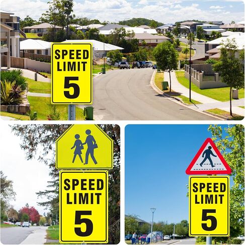 Speed Limit Sign, 5 MPH Speed Limit Sign for Street, (2 pack)18 x 12 inches Large Aluminum Reflective Signs Rust Free and UV Protected (5 MPH) in Saudi Arabia