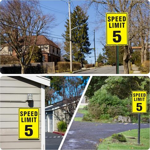 Speed Limit Sign, 5 MPH Speed Limit Sign for Street, (2 pack)18 x 12 inches Large Aluminum Reflective Signs Rust Free and UV Protected (5 MPH) in Saudi Arabia