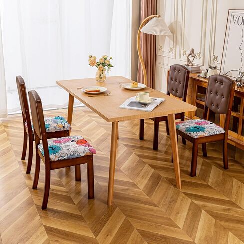 Chair Seat Covers Set of 6 Stretch Printed Chair Covers for Dining Room Square Removable Washable Chair Protector Seat Cushion Slipcovers for Kitchen Office in Kuwait
