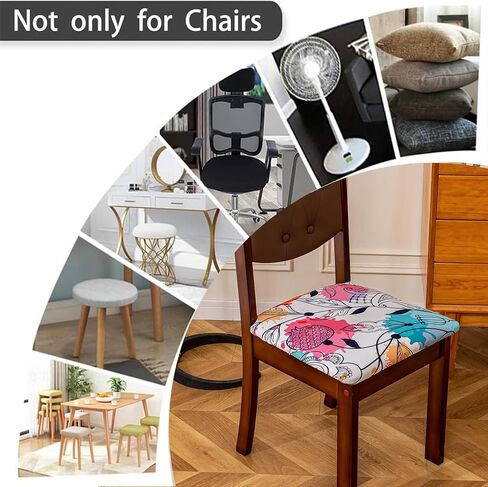 Chair Seat Covers Set of 6 Stretch Printed Chair Covers for Dining Room Square Removable Washable Chair Protector Seat Cushion Slipcovers for Kitchen Office in Kuwait