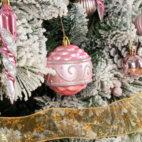 62pcs Pink Christmas Balls Ornaments Set - 3.15" Big Christmas Balls - Shatterproof Plastic Decorative Baubles for Xmas Tree Decor Holiday, Wedding, Party Decoration (Pink) in Saudi Arabia