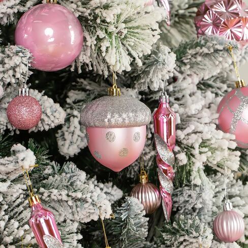 62pcs Pink Christmas Balls Ornaments Set - 3.15" Big Christmas Balls - Shatterproof Plastic Decorative Baubles for Xmas Tree Decor Holiday, Wedding, Party Decoration (Pink) in Saudi Arabia