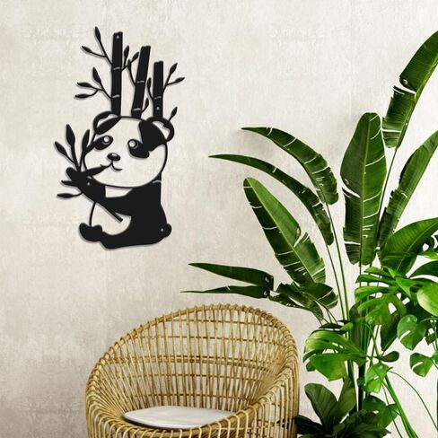 Panda Bamboo Wall Decor, Wall Decor Living Room, Metal Wall Decor, Metal Panda Wall Decor, Cute Wall Decor Art, Kawaii Wall Decor, Dorm Room Wall Decor, Wall Art Metal, Panda Decor 12 inches in Saudi Arabia