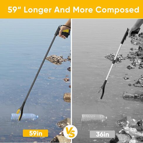 59 Inch Extra Long Grabber Reacher Tool，Pick Up Stick for Seniors with Strong Grip Magnetic，360°Rotating Anti-Slip Jaw 4" Wide Claw Opening,Hand Grabber for Reaching in Saudi Arabia