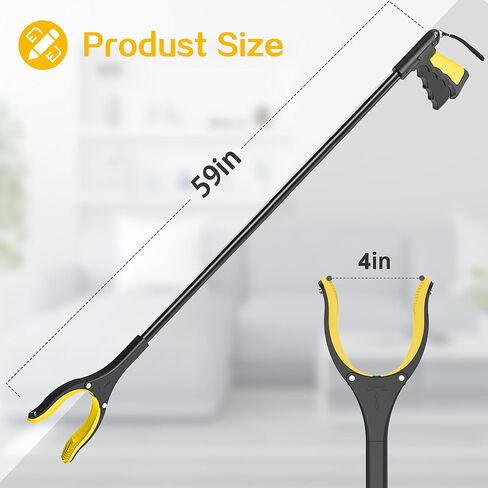 59 Inch Extra Long Grabber Reacher Tool，Pick Up Stick for Seniors with Strong Grip Magnetic，360°Rotating Anti-Slip Jaw 4" Wide Claw Opening,Hand Grabber for Reaching in Saudi Arabia