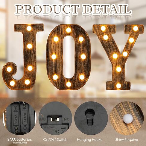 3 قطع من أضواء الحروف LED الفرح لعيد الميلاد علامات الحروف الأبجدية حرف عتيق يعمل بالبطارية ديكور خفيف لحفلات أعياد الميلاد والمنزل وحفلات عيد الميلاد وحفلات الزفاف، J، O، Y in Kuwait