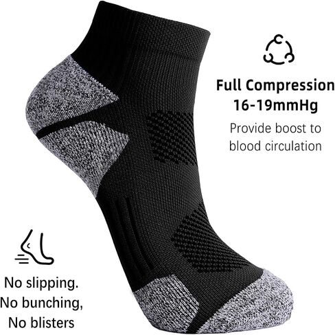 G&Y Unisex Cushioned Compression Athletic Ankle Socks-Womens and Men Running Low Cut Socks in Kuwait