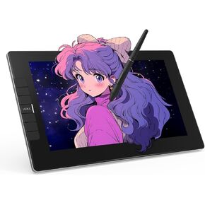تابلت رسم مع شاشة، شاشة رسم VEIKK VK2200PRO، شاشة مغلفة بالكامل مقاس 21.5 بوصة، مع قرصين سريعين مخصصين، 8 مفاتيح اختصار وحامل قابل للتعديل (92% NTSC، وظيفة إمالة ±60 درجة، 120% sRGB)