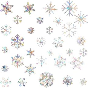 Christmas Snowflake Window Clings, Snowflakes Stickers Decals for Glass Holiday Winter Indoor Christmas Decorations Snow Window Clings Decals for Xmas Home Bedroom Party Decor, 50 Pcs