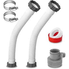 2Pcs 1.5’’ Diameter Pool Hose with 2 Type B Hose Adapters, 20inch Pool Pump Replacement Hose for Above Ground Pools, Flexible Water Pool Hose Set for Filter Pump and Saltwater Systems