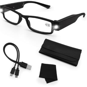 Magnifying Glasses with Light Rechargeable Reading Glasses Bright LED Readers for Men Women Close Work Reading