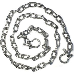 US Stainless Stainless Steel 316 Anchor Chain 1/4" or 6mm by 15' Long Shackles