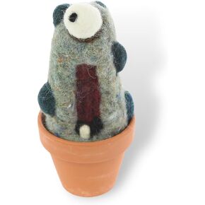 Woolbuddy Fake Plant Felted Succulent - Saguaro, Cute Desk Decor – Small Artificial Plant for Office, Coffee Table, or Living Room, Perfect for Small Spaces, Easy to Maintain and Stylish