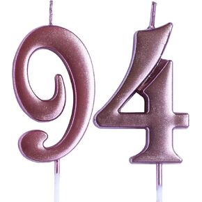 Rose 94th Birthday Candle, Number 94 Years Old Candles Cake Topper, Woman Or Man Party Decorations, Supplies