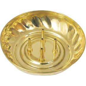 Brass Incense Stick Holder Stand | Holder | Burner with Ash Catcher Agarbatti | Batti Stand | Plate | Dhup | Dhoop Best for Puja | Pooja Your Mandir Home & Office Decoration - Medium, Gold