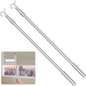 Telescopic Draw Rod Easy to Pull Blind Tilt Wand,Portable Window Blinds Pull Rod,13-24inch Length Adjustable Blinds Rod Wand,Down and Up Clothes Hanger Hook Pole for Window Shades for Clothes