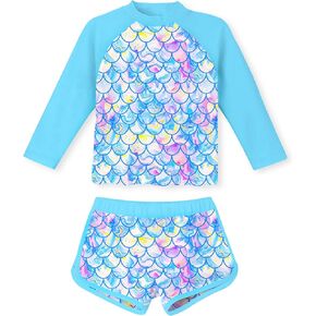 Vogseek Girls Rash Guard Two Pieces Swimsuit Long Sleeve Bathing Suit for 3-10 Years