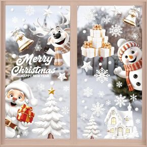 146 Pcs Christmas Window Clings, Winter Snowflake Stickers, Holiday Decals, Santa, Snowman, Elk, Window Decoration, Home Office Classroom, Decorations Indoor 9 Sheets