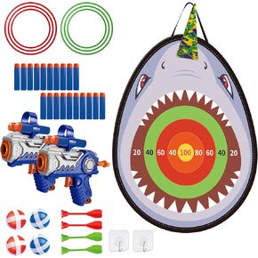 APEO Dart Board for Kids Dart Board Toys for Ages 8-13 with Gun Sticky Balls Darts and Rings Indoor Outdoor Yard Halloween Birthday Party Games for Kids Funny Gifts for 12 Year Old Boy