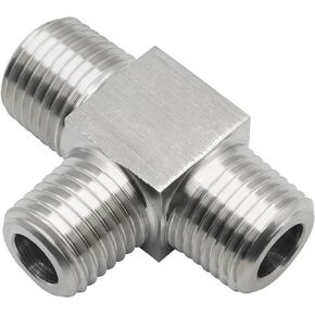 Stainless Steel 304 Tee Pipe Fitting 1/4" NPT Male x 1/4" NPT Male x 1/4" NPT Male Thread, T Shaped 3 ways Pipe Fttings,1pc
