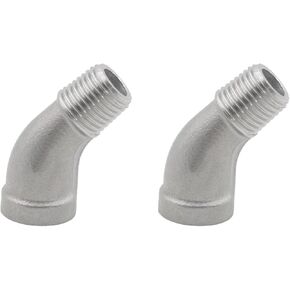 2PCS Pipe Fitting Elbow,304Stainless Steel 45 Degree Elbow Fittings, TTZEZE Heavy Duty Premium Metal Plumbing Thread Pipe Fitting,Male to Female NPT Threaded Pipe Fitting (3/4''Male x 3/4''Female)