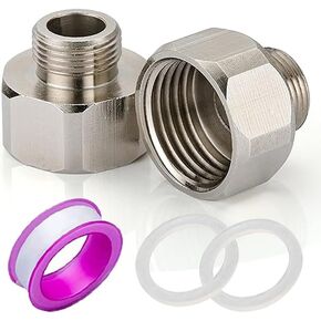 Faucet Supply Hose Adapter 3/8 Male to 1/2 Female Water Line Adapter 304 Compression Fittings for Water Supply Pipe Adapter 3/8to 1/2(OD×ID:0.54"×0.74") Reducer with Rubber Washer (2 Pack)