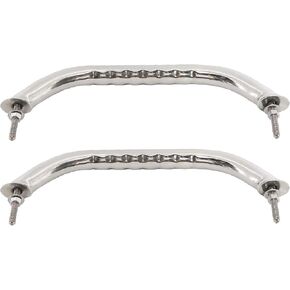 NovelBee 2pcs Boat Grab Handle,Polished Stainless Round Grab Handle Hand Rail with Finger Grip,Flange,Stud (Stud to Stud Distance:8-5/8")